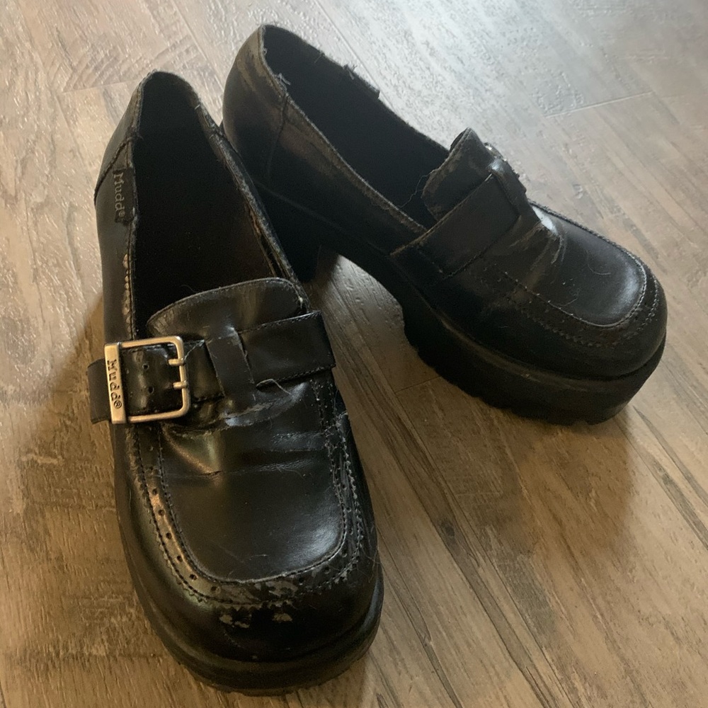 BLACK MUDD PLATFORM MARY JANE HEELS size 7 womens